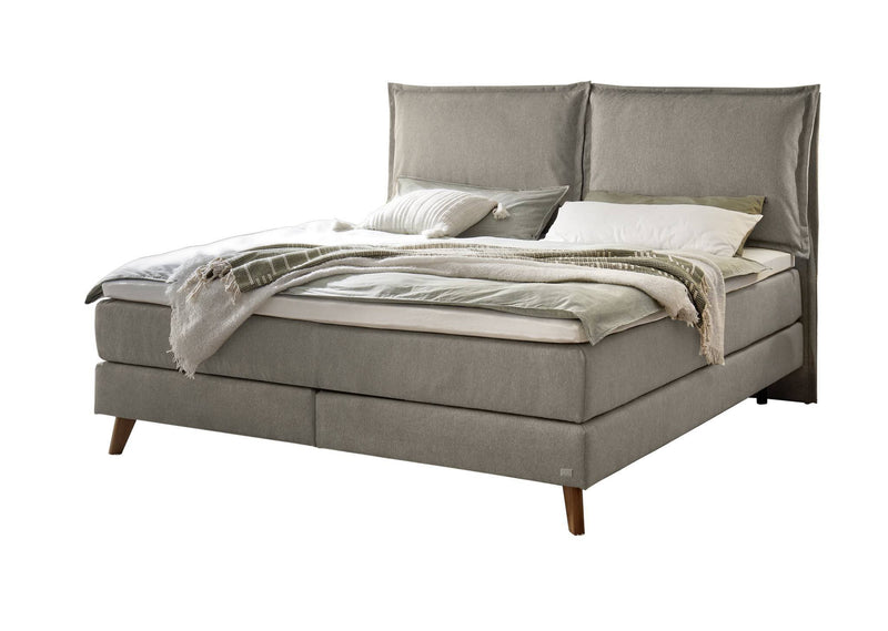 Hasena Boxspringbett Ricarda mit Topper, Eiche bright und Bezug Pace grey