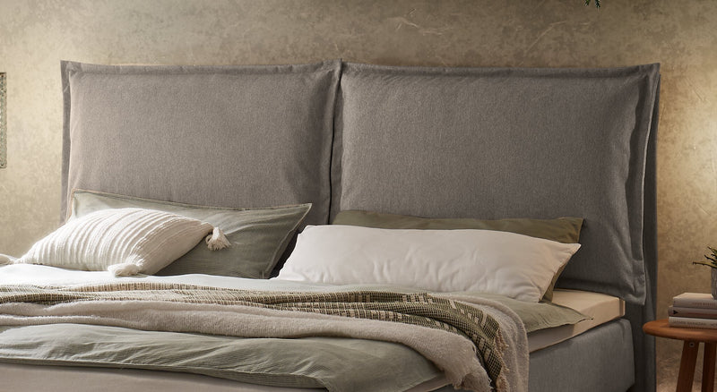 Hasena Boxspringbett Ricarda mit Topper, Eiche bright und Bezug Pace grey