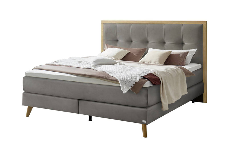 Hasena Boxspringbett Marisol mit Topper, Eiche bright geölt & Bezug Monet