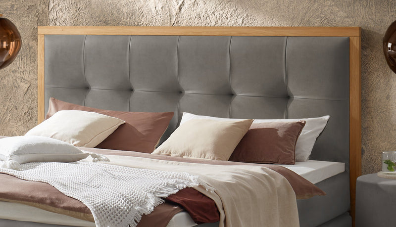 Hasena Boxspringbett Marisol mit Topper, Eiche bright geölt & Bezug Monet