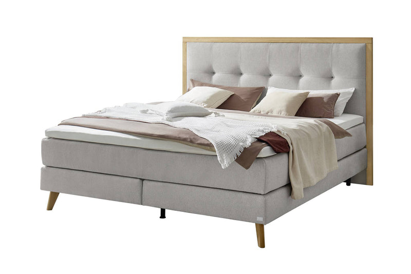 Hasena Marisol Boxspringbett Eiche bright mit Pace-Bezug Light Grey