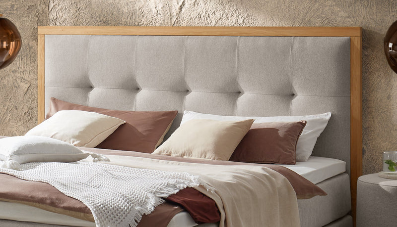 Hasena Marisol Boxspringbett Eiche bright mit Pace-Bezug Light Grey