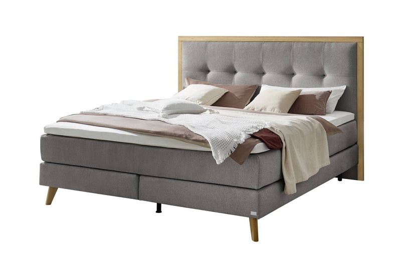 Hasena Boxspringbett Marisol in Eiche bright mit Topper und Bezug Pace Grey