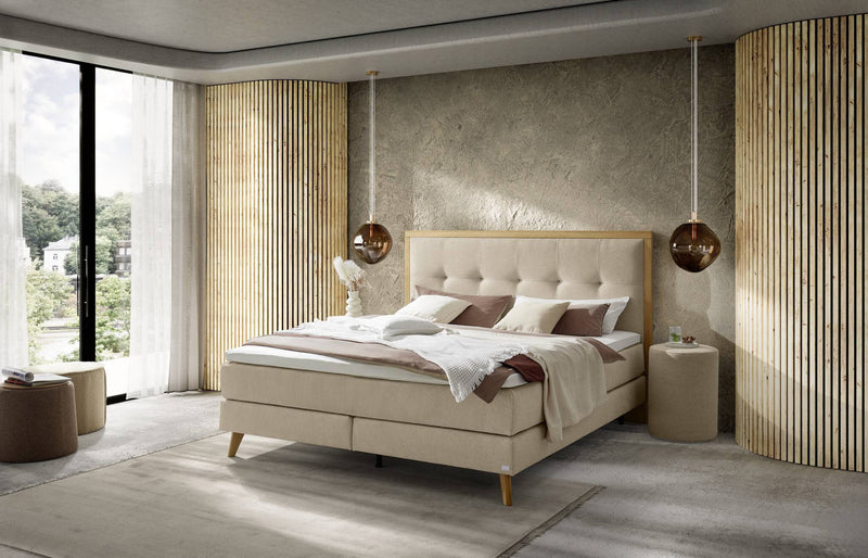 Hasena Boxspring-Pronto Boxspringbett Marisol, Eiche bright mit Topper