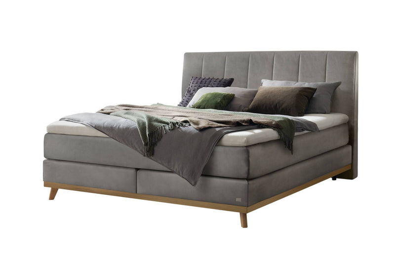 Hasena Boxspringbett Stefania Eiche bright mit Monet-Bezug in Grau