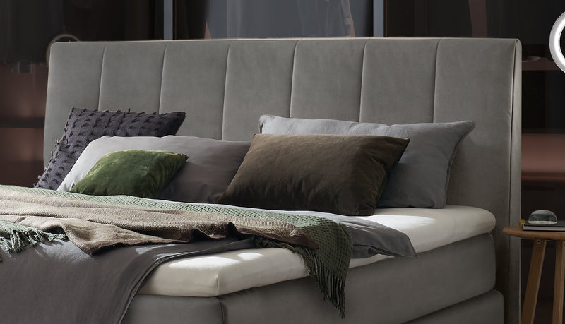 Hasena Boxspringbett Stefania Eiche bright mit Monet-Bezug in Grau