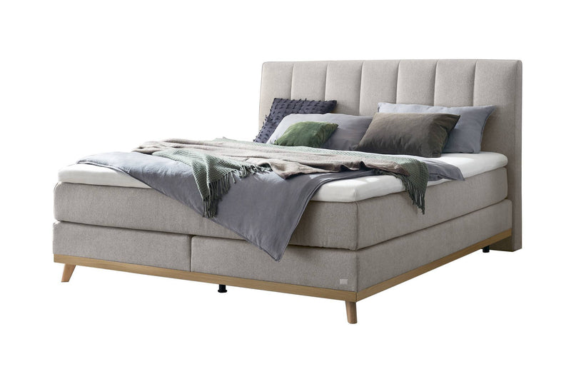 Hasena Boxspringbett Stefania Eiche bright mit Bezug Pace Light Grey