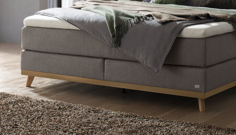 Hasena Boxspringbett Stefania in Eiche bright mit Bezug Pace grey