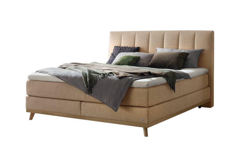 Hasena Boxspringbett Stefania Eiche bright mit Topper und Bezug Pace sand