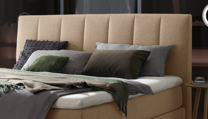 Hasena Boxspringbett Stefania Eiche bright mit Topper und Bezug Pace sand