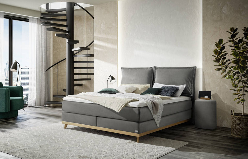 Hasena Boxspringbett Imelda Eiche bright mit Topper und Wendematratze
