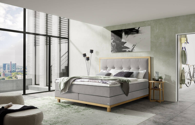 Hasena Boxspringbett Cecilia in Eiche bright mit Bezug Pace, Topper wählbar