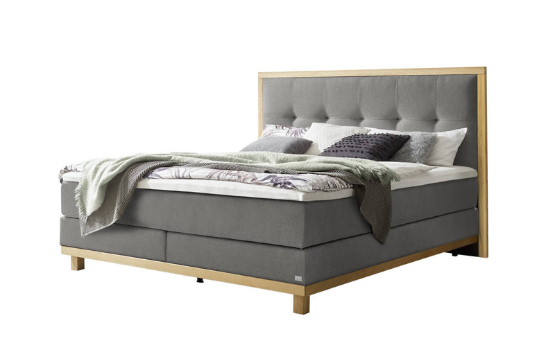 Hasena Boxspringbett Cecilia in Eiche bright mit Bezug Pace grey