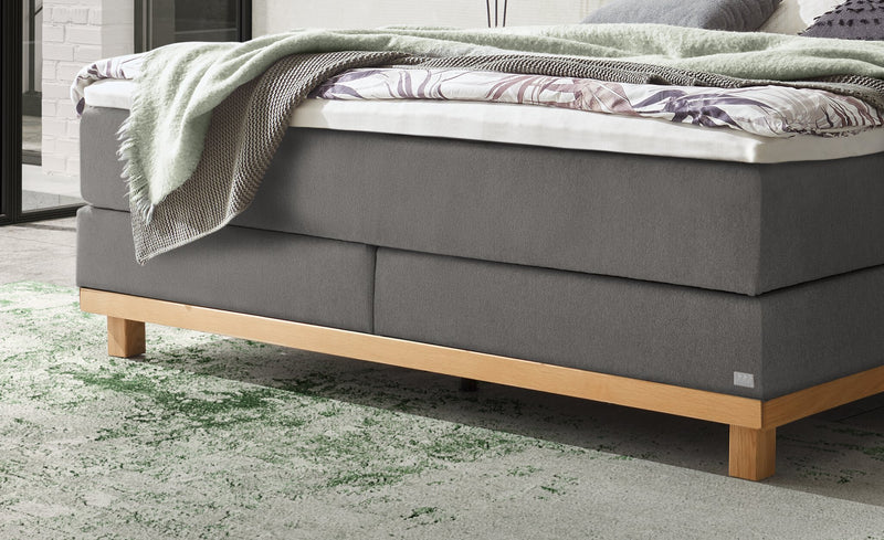 Hasena Boxspringbett Cecilia in Eiche bright mit Bezug Pace grey