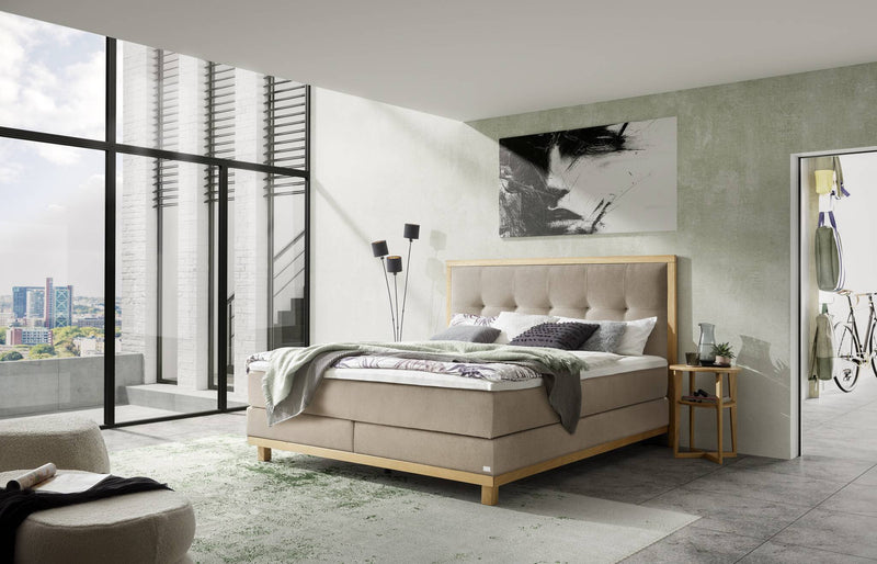 Hasena Boxspringbett Cecilia in Eiche bright mit Topper nach Wahl