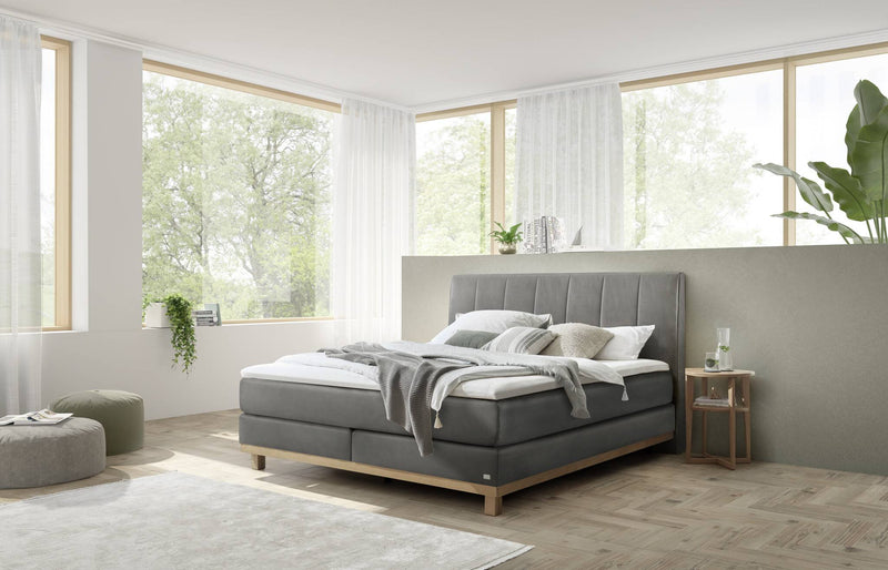 Hasena Boxspringbett Estela mit Topper-Wahl, Eiche bright & Monet steel