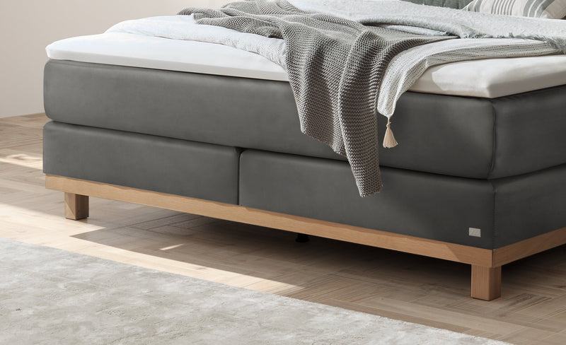 Hasena Boxspringbett Estela mit Topper-Wahl, Eiche bright & Monet steel