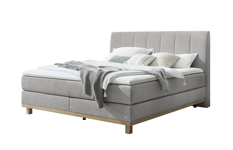 Hasena Boxspringbett Estela Eiche bright mit Bezug Pace Light Grey