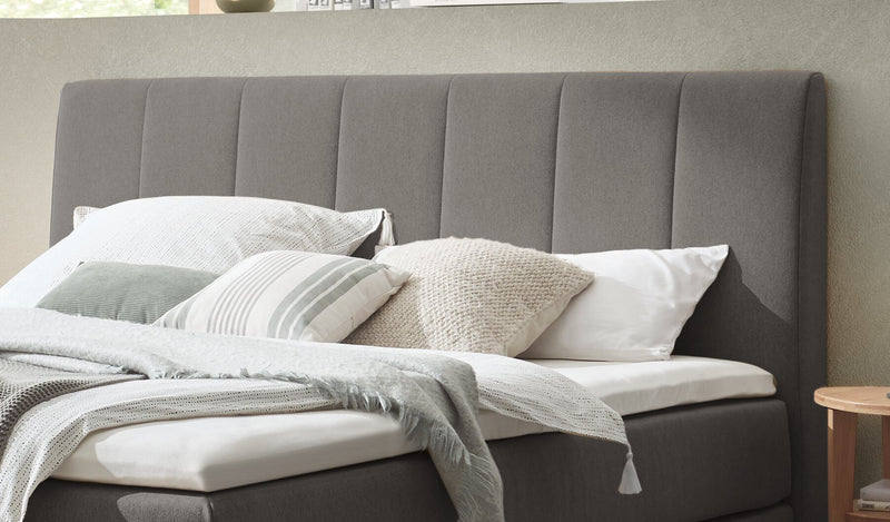 Hasena Boxspringbett Estela mit Topper, Eiche bright und Bezug Pace grey