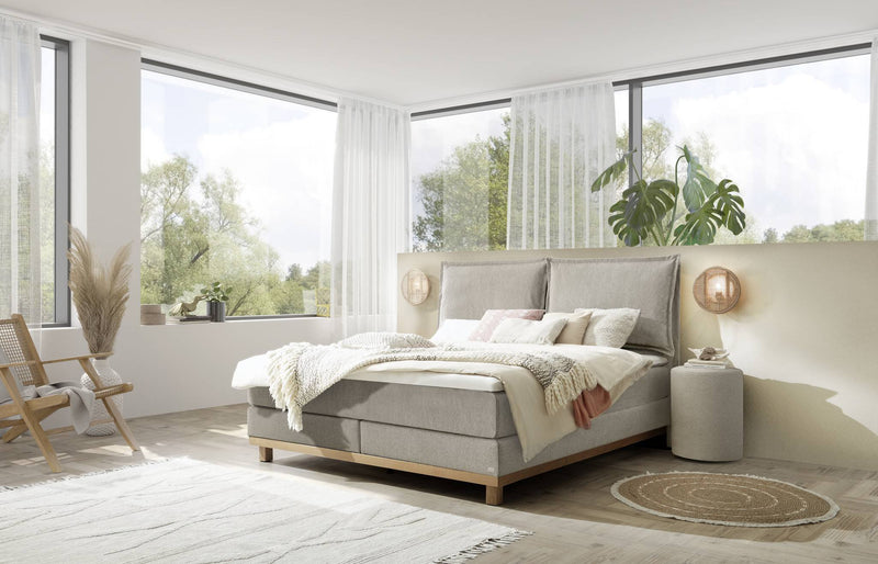 Hasena Boxspringbett Zamora Eiche bright geölt mit Topper-Auswahl