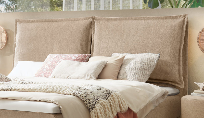 Hasena Boxspringbett Zamora in Eiche bright geölt mit Sand-Bezug Pace