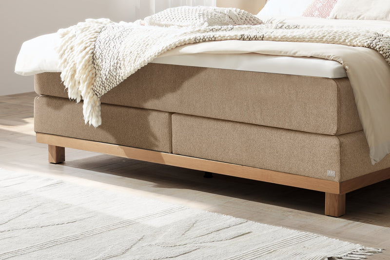 Hasena Boxspringbett Zamora in Eiche bright geölt mit Sand-Bezug Pace