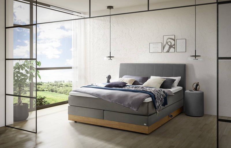Hasena Boxspringbett Pedrosa mit Stauraum, Eiche bright & Monet steel