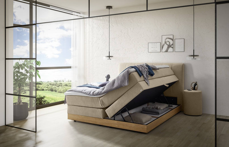 Hasena Boxspringbett Pedrosa mit Stauraum, Eiche bright & Monet steel
