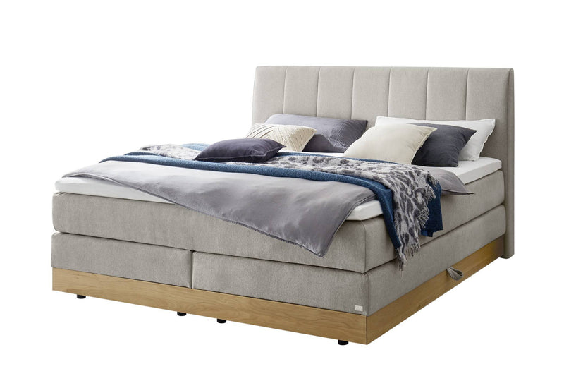 Hasena Pedrosa Boxspringbett mit Stauraum, Eiche bright geölt, grau