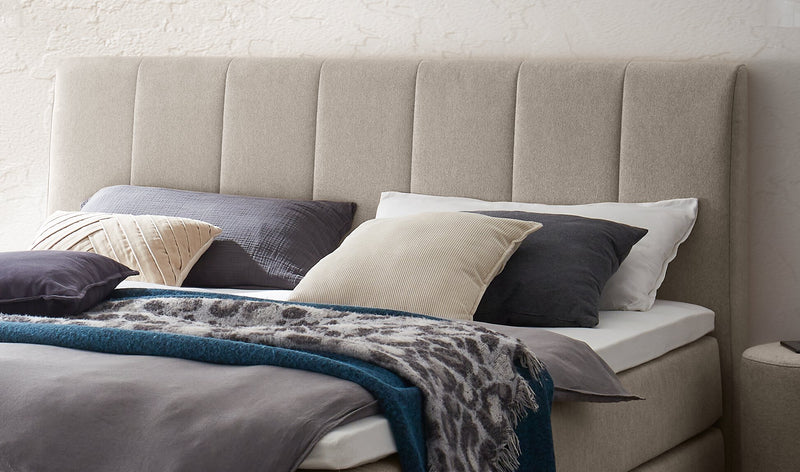 Hasena Pedrosa Boxspringbett mit Stauraum, Eiche bright geölt, grau