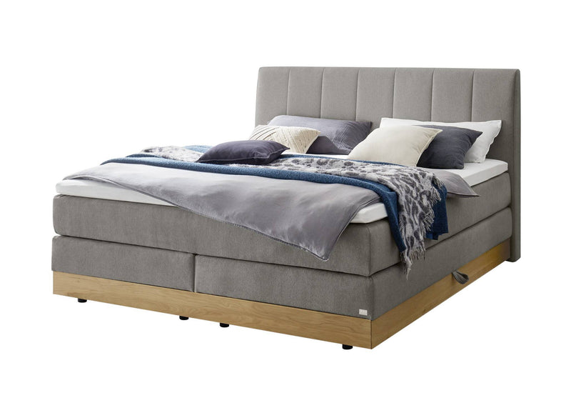 Hasena Boxspringbett Pedrosa mit Stauraum, Eiche bright, Bezug grau