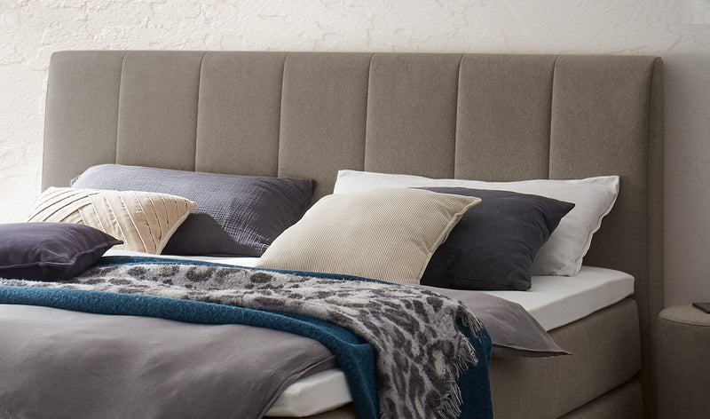Hasena Boxspringbett Pedrosa mit Stauraum, Eiche bright, Bezug grau