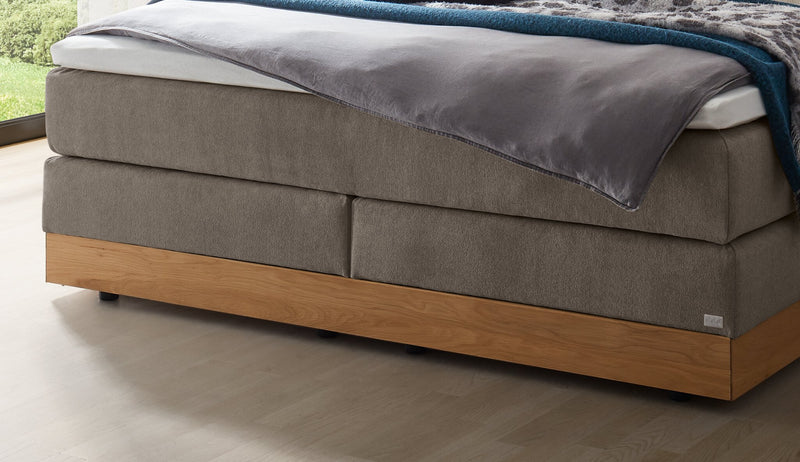 Hasena Boxspringbett Pedrosa mit Stauraum, Eiche bright, Bezug grau
