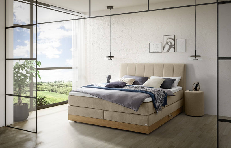 Hasena Pedrosa Boxspringbett Eiche bright mit Topper und Stauraum
