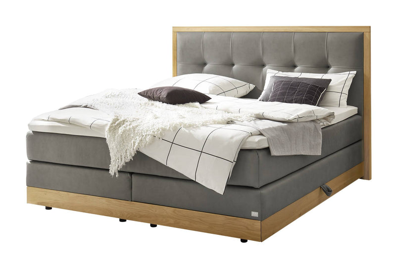Hasena Alba Boxspringbett mit Stauraum, Eiche bright & Monet-Bezug