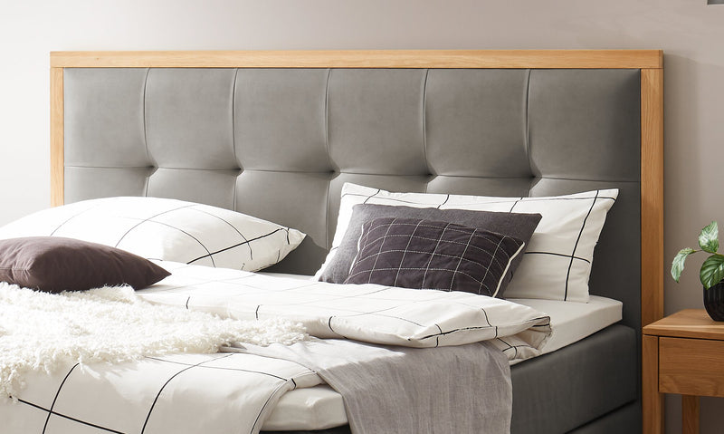 Hasena Alba Boxspringbett mit Stauraum, Eiche bright & Monet-Bezug