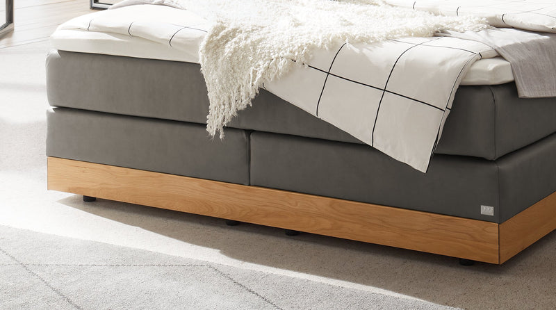 Hasena Alba Boxspringbett mit Stauraum, Eiche bright & Monet-Bezug