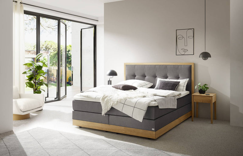 Hasena Boxspringbett Alba mit Stauraum, Eiche bright und Topper-Wahl
