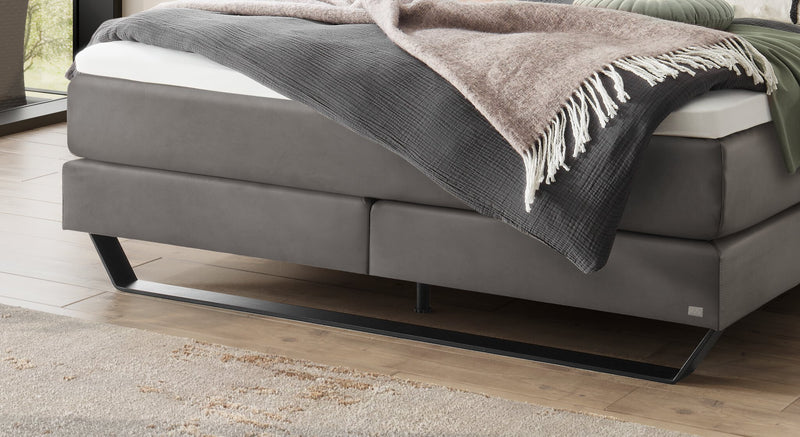 Hasena Boxspringbett Julieta ohne Kopfteil in Schwarz mit Metallkufen