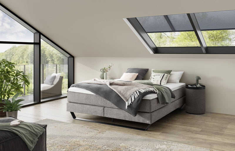 Hasena Boxspringbett Julieta mit Metallkufen in Schwarz-Grau