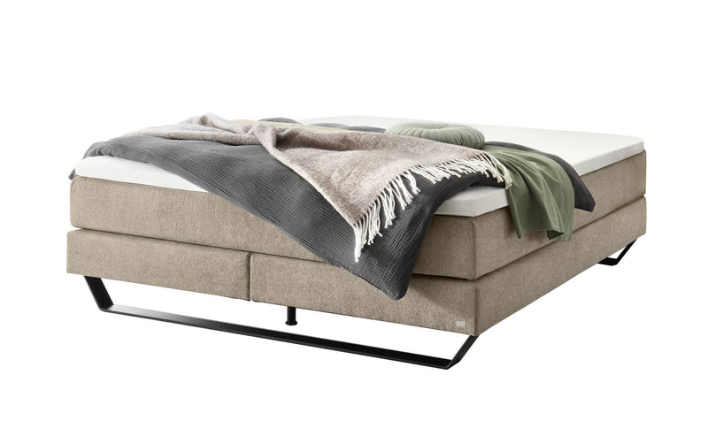 Hasena Julieta Boxspringbett ohne Kopfteil, Metallkufe Schwarz mit Topper