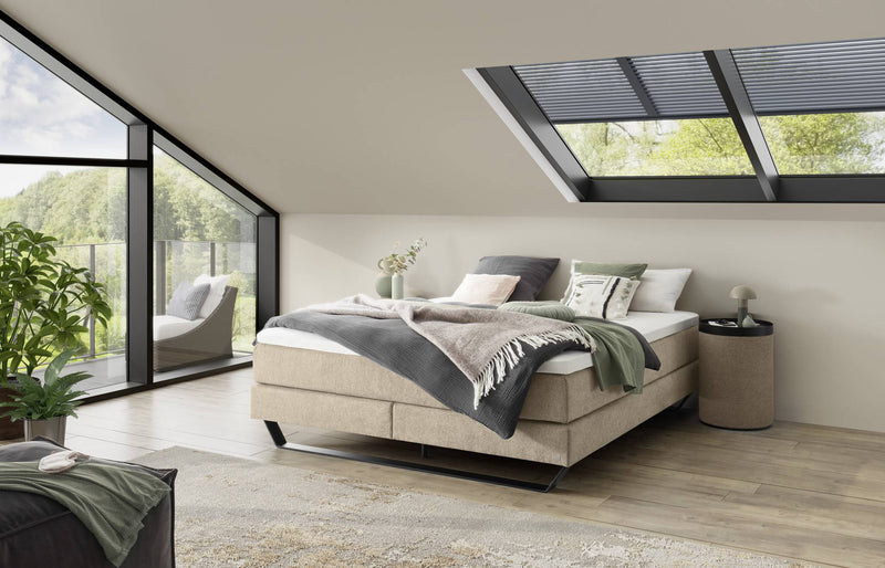 Hasena Julieta Boxspringbett ohne Kopfteil, Metallkufe Schwarz mit Topper