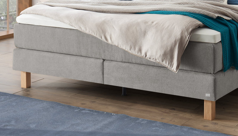 Hasena Carlota Boxspringbett ohne Kopfteil, Eiche bright, Massivholz-Füße