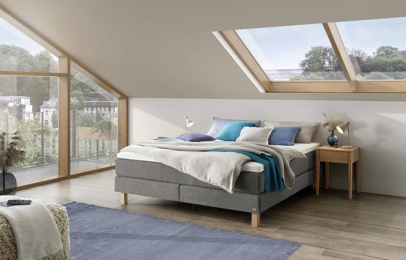 Hasena Boxspringbett Carlota ohne Kopfteil in Eiche bright, Pace Grey