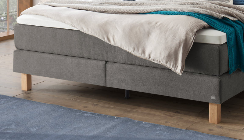 Hasena Boxspringbett Carlota ohne Kopfteil in Eiche bright, Pace Grey