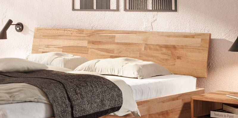 Hasena Bergamo Bett Galante Kernbuche massiv mit schwarzen Metallkufen