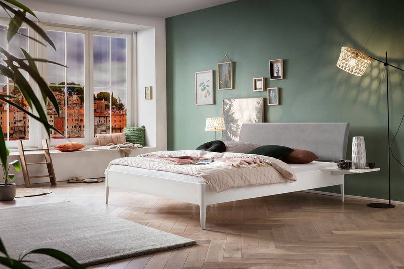 Hasena Polsterbett Sestola Lounge, Weiß mit Bezug Pace Light Grey
