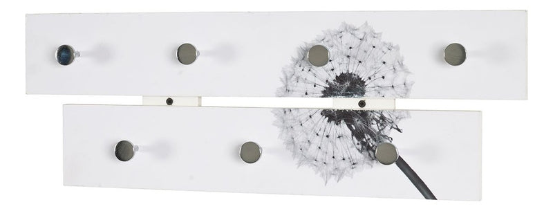 Haku Garderobenleiste Pusteblume mit 7 Haken aus MDF, weiß-grau