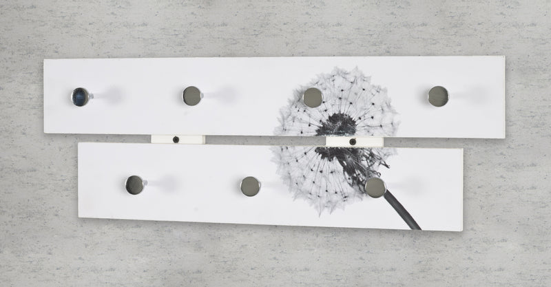Haku Garderobenleiste Pusteblume mit 7 Haken aus MDF, weiß-grau