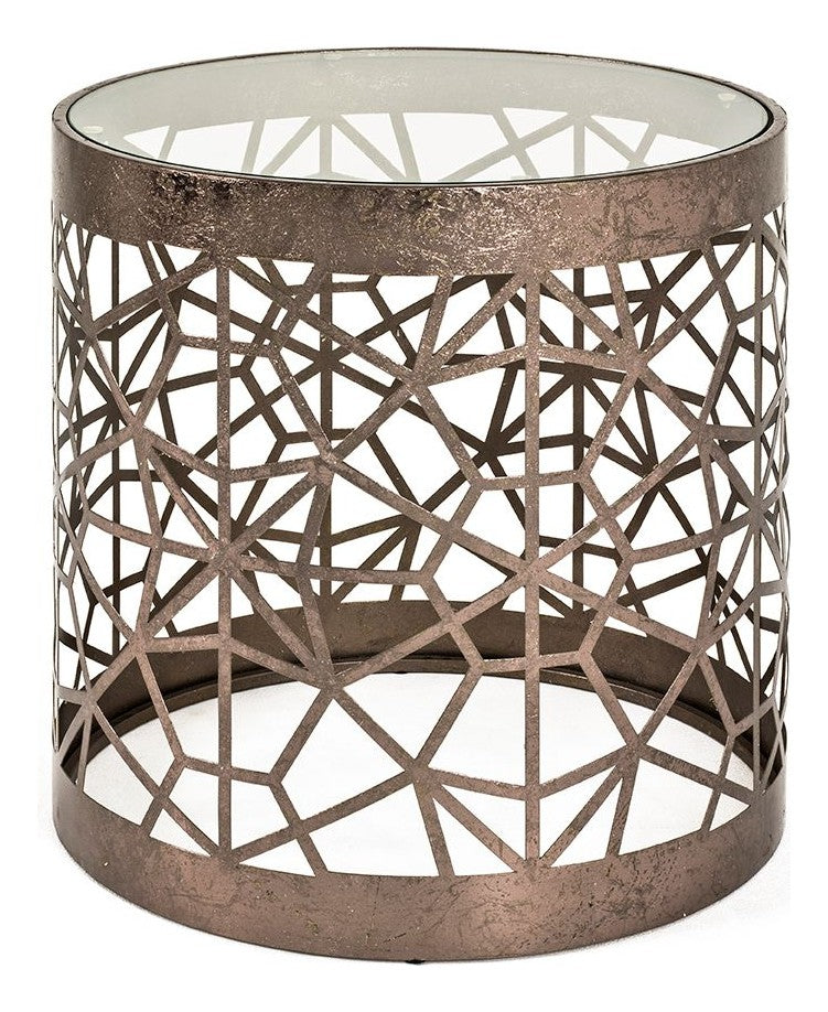 Haku Beistelltisch Art Deco, Metallgestell bronze mit Glasablage